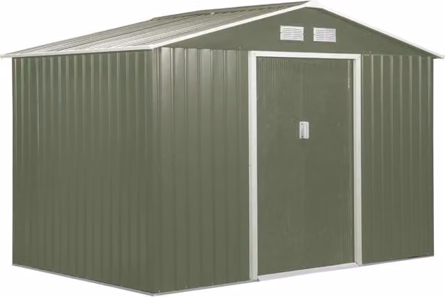 EasyComfort Casetta da Giardino con 2 Porte Scorrevoli e 4 Prese d'Aria in Acciaio, 277x195x192cm, Verde Chiaro