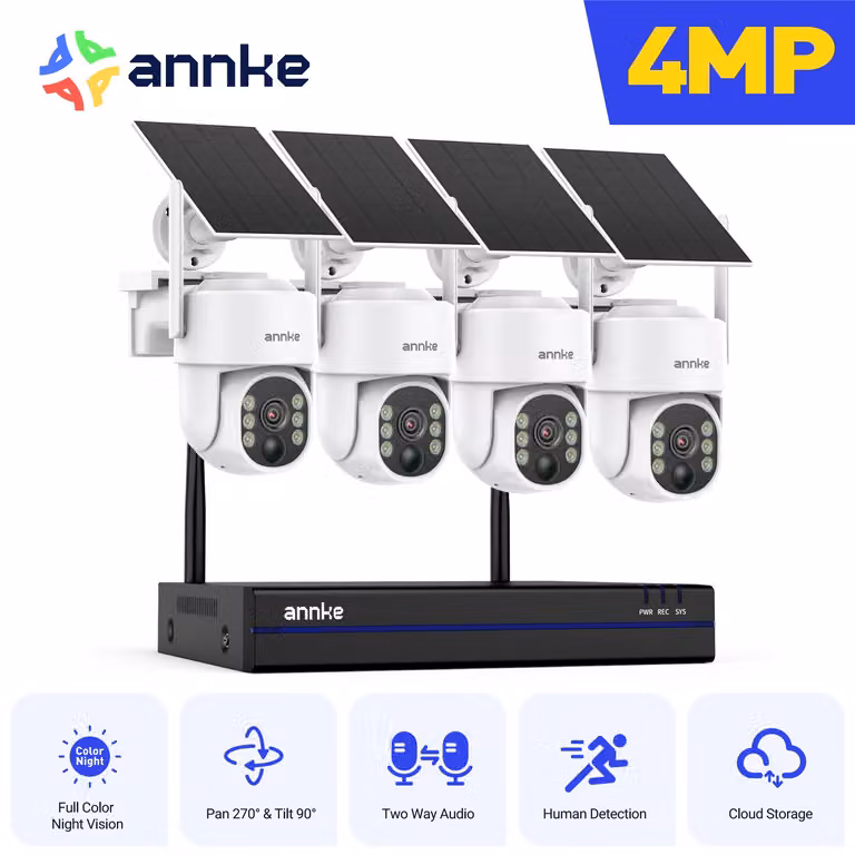Kit di telecamere di sicurezza, 16 pezzi - 4MP - WiFi, wireless - Visione notturna a 30 metri - Adatte per interni ed esterni
