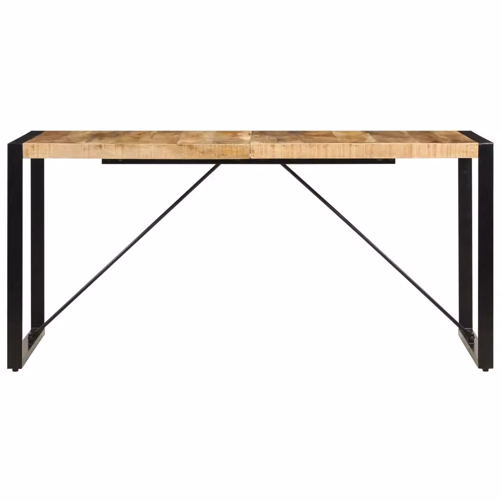 Tavolo da pranzo rettangolare in legno di mango e metallo vidaXL, L: 160 cm, P: 80 cm, H: 75 cm, stile industriale, marrone e nero – 2