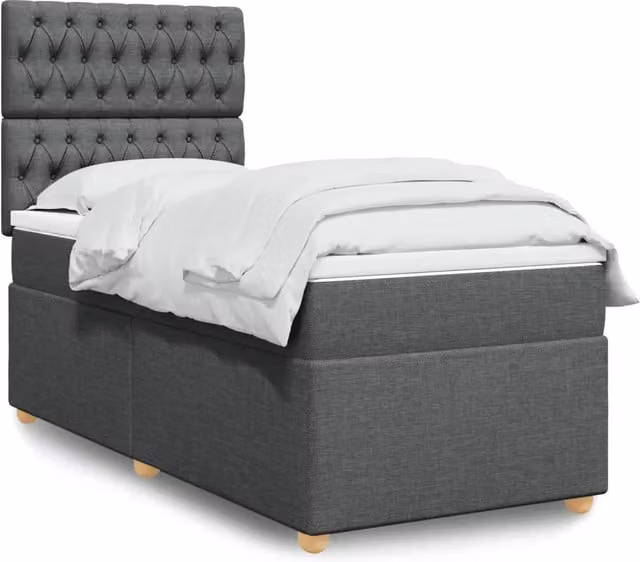 Giroletto a Molle con Materasso Grigio Scuro 100x200 cm Tessuto 3293499