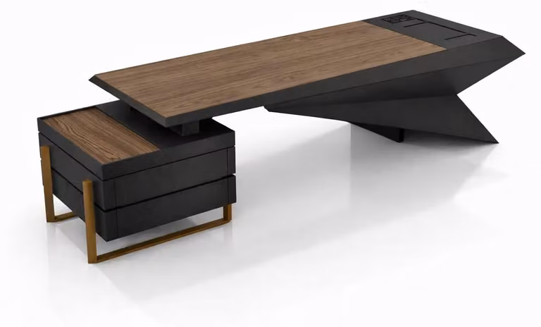 Set esclusivo per ufficio: scrivania, mobile contenitore, tavolino da caffè, design