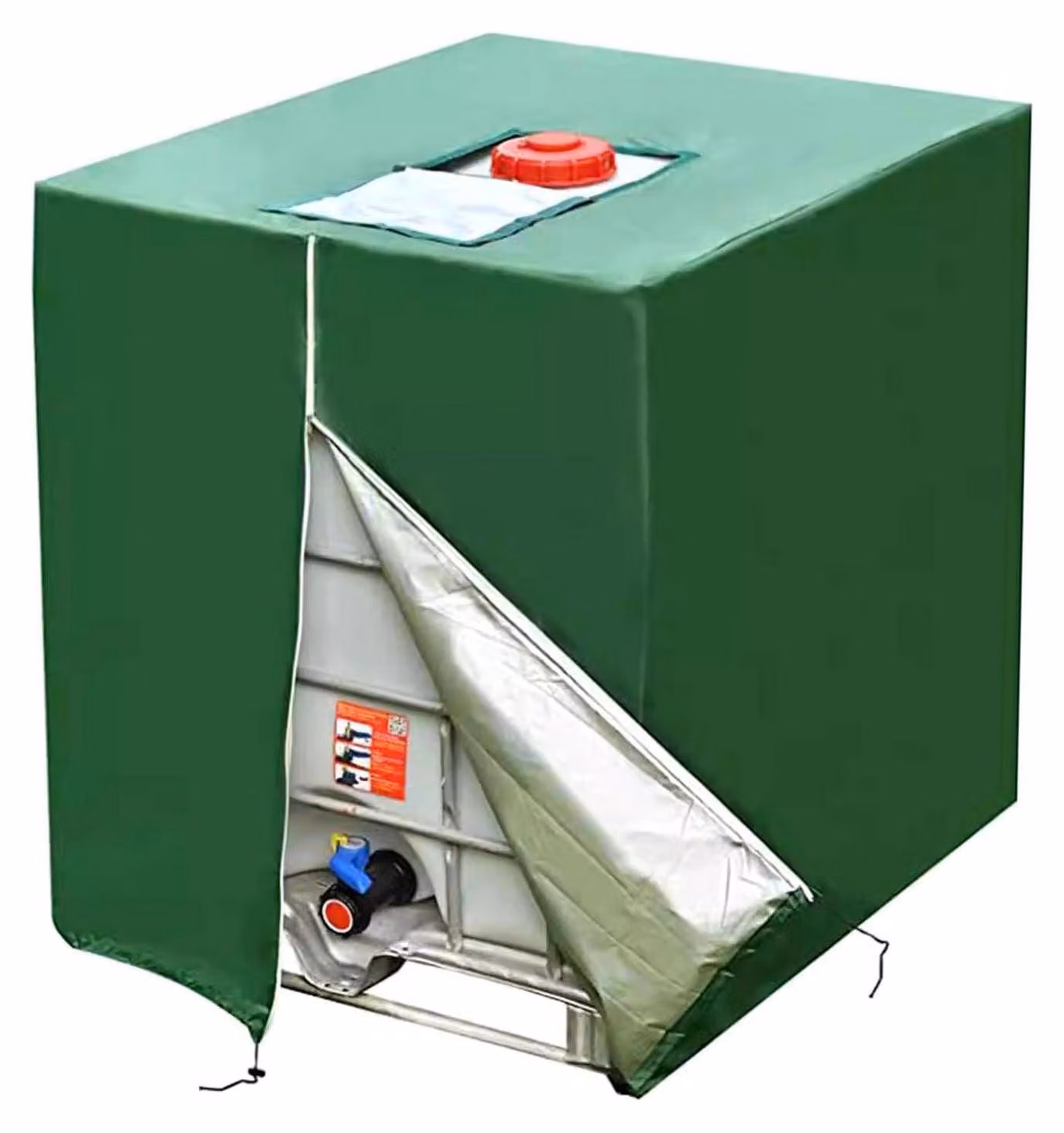 Copertura per serbatoio IBC da 1000 litri, bidone per la raccolta dell'acqua piovana, resistente alla polvere, con protezione UV, colore verde, dimensioni 120x100x160 cm