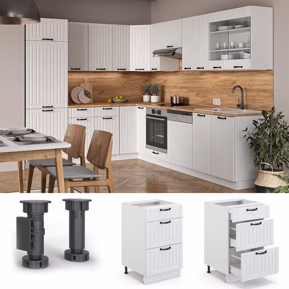 Mobiletto base per cucina Vicco Fame-Line Bianco rustico/Bianco L: 50 cm – 2