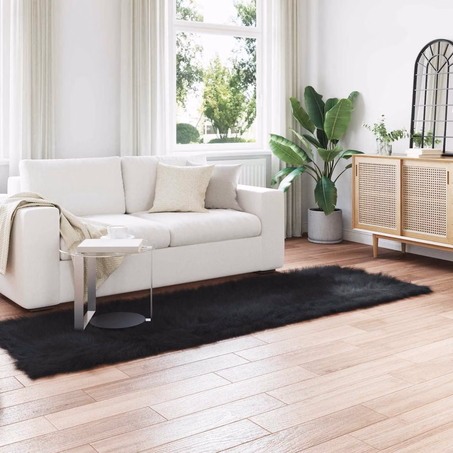 Tappeto moderno vidaXL in poliestere nero, L: 80 cm, P: 250 cm
