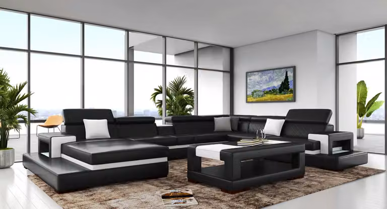 XXL Ledersofa Ecksofa Design Big Sofa Couch Polster Eck Sitz Garnitur U-Form