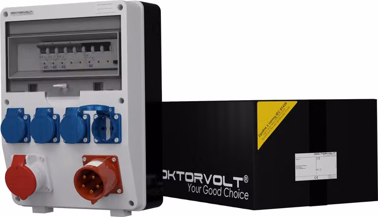Distributore di potenza TD-S/FI 1x16A 4x230V con spina di attacco 32A Doktorvolt 2534
