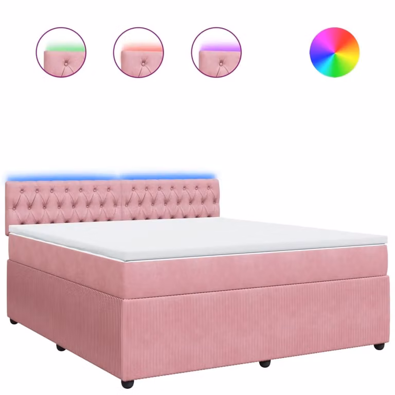 Giroletto a Molle con Materasso Rosa 180x200 cm in Velluto
