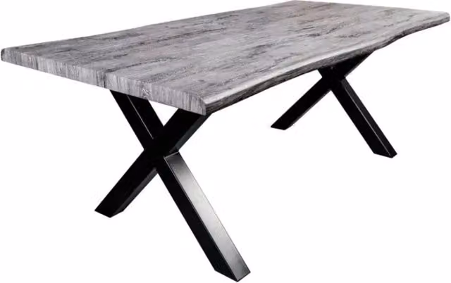 Tavolo da pranzo RIVET 160 cm in legno grigio e metallo nero