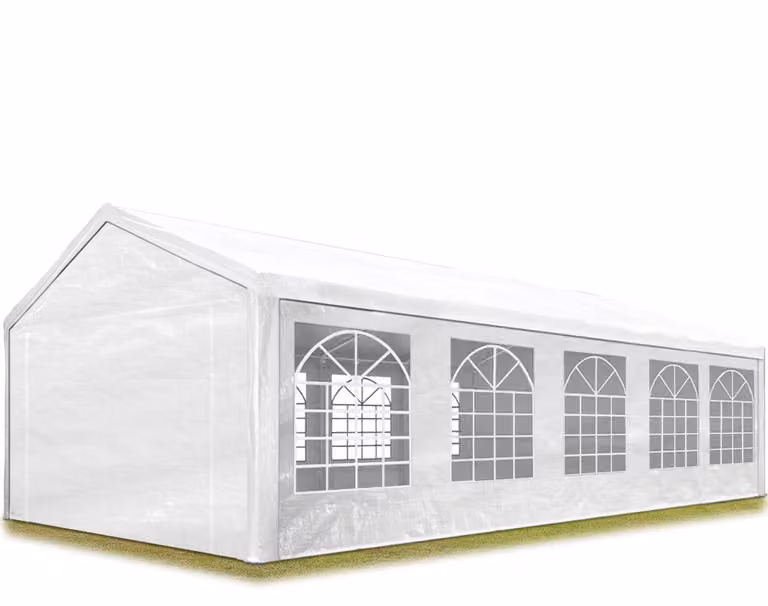 TOOLPORT Tendone per feste gazebo 4x10 m bianco PE 350 N impermeabile protezione UV tenda giardino sagre eventi mercati esterno