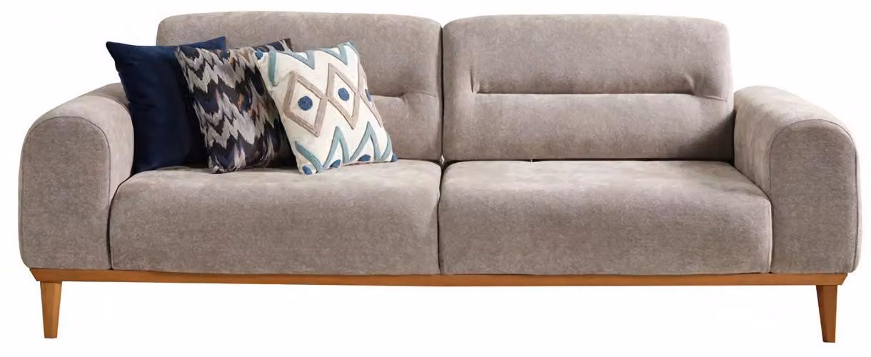 Sofa 3-Sitzer Sitzmöbel 3-Sitzer Beige Wohnzimmer Lehnsessel Couch Set Modern