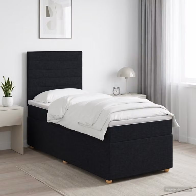 Maison Exclusive - Letto boxspring con materasso nero 90 x 190 cm Tessuto
