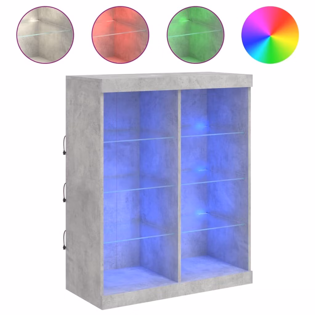 Credenza con Luci LED Grigio Cemento 81x37x100 cm