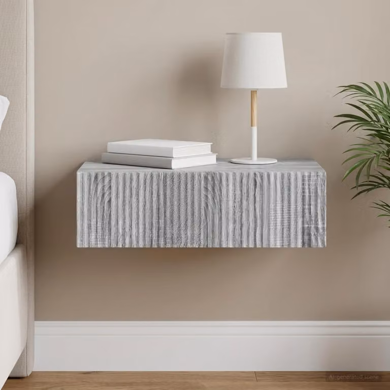 vidaXL Tavolino da Parete Laterale Moderno Grigio L: 59 cm, P: 34,5 cm, H: 17 cm