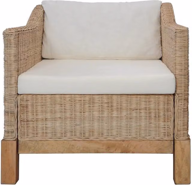 Poltrona | Sedia Relax con Cuscini in Rattan Naturale