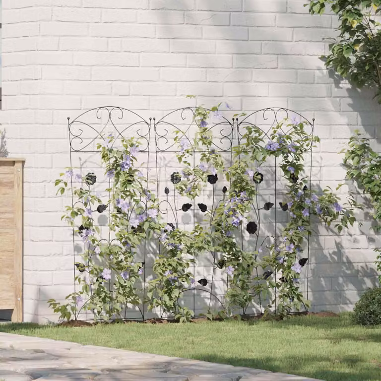 Maison Exclusive - Recinzione per giardino, 3 pezzi, colore nero, dimensioni 110,5 x 42,5 cm, acciaio