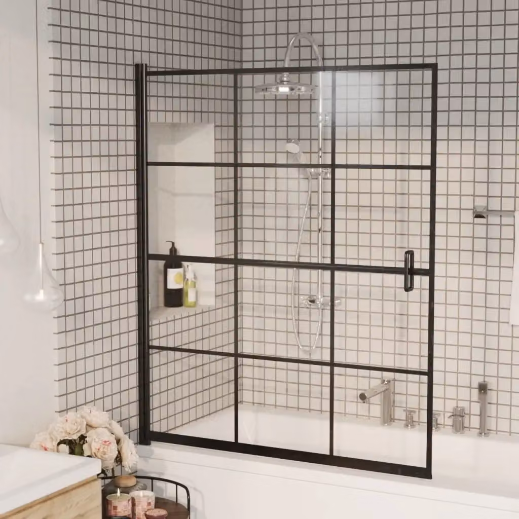 Pannello per Box Doccia Walk-in in Vetro Trasparente con Profilo Nero DESIGN IN L: 116 cm, H: 140 cm CFW5244848 – 2