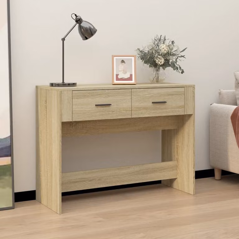 vidaXL Tavolo Consolle Moderno in Legno Rovere Sonoma, L 100 x P 39 x H 75 cm