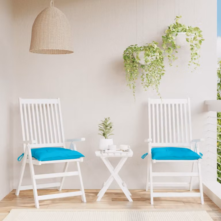 vidaXL Set di 2 Cuscini per Sedia Quadrati Turchese in Tessuto Oxford Traspirante e Idrorepellente L/P/H: 50 x 50 x 7 cm