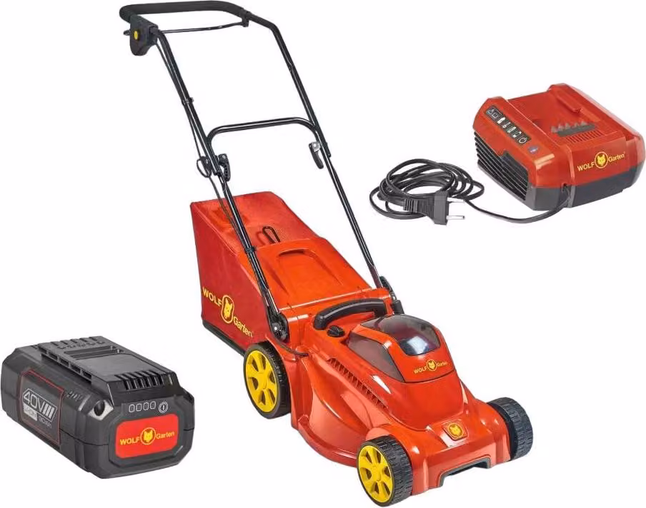Tosaerba a batteria WOLF-Garten LYCOS 40/340 MH (rosso, batteria agli ioni di litio 2,5Ah)