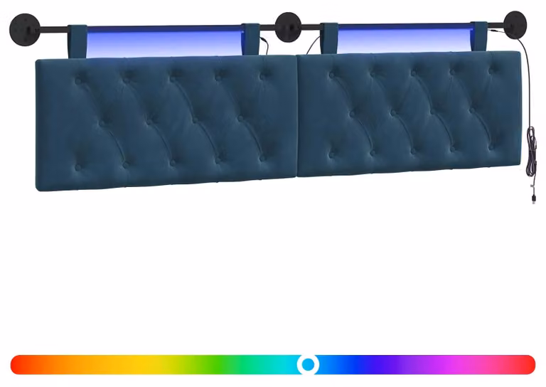Testiera sospesa Con luce LED Blu Velluto