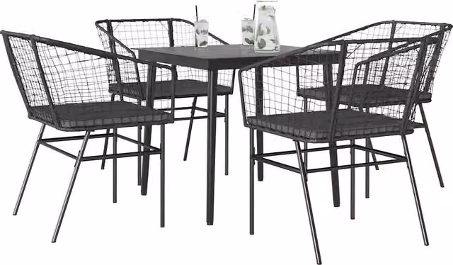Set da Pranzo da Giardino con Cuscini 5 pz Polyrattan Vetro 3334500