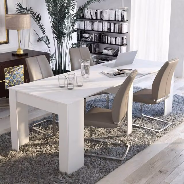 Consolle allungabile DMORA Vaelis trasformabile in tavolo da pranzo estensibile Bianco L/P/H: 90-237 x 76,6 x 90 cm