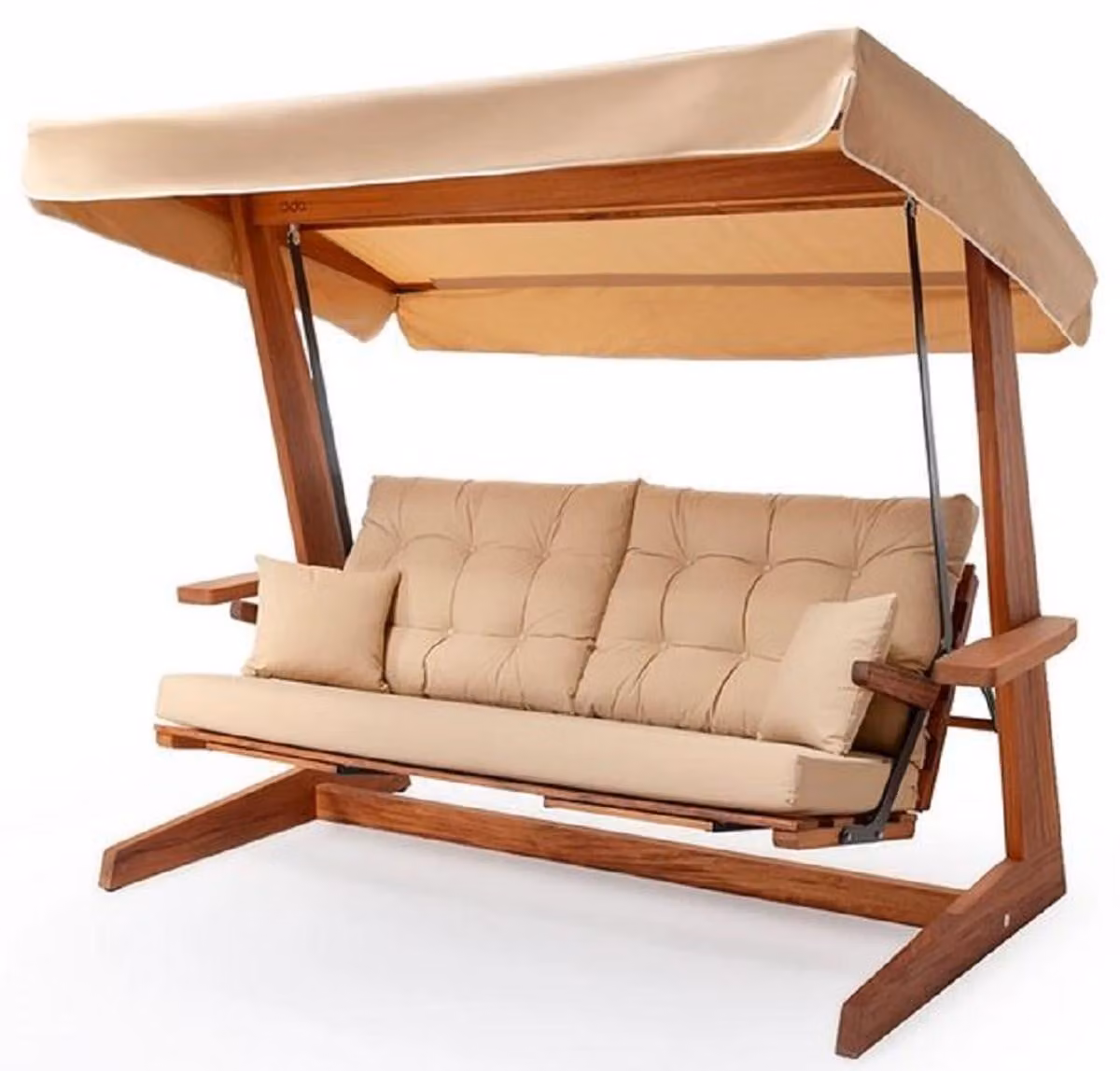Casa Padrino Luxury Hollywood Swing Beige / Brown - Altalena da giardino resistente alle intemperie con tettuccio - Mobili da giardino - Mobili da giardino - Mobili - Arredo giardino