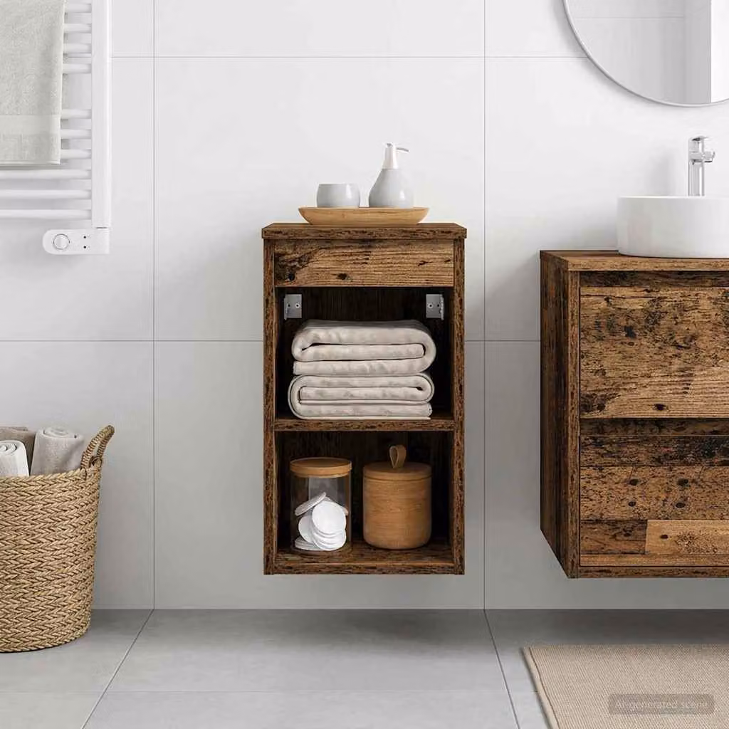 Armadio da bagno vidaXL in legno antico marrone con ripiani interni L 30 cm x P 44,5 cm x H 50 cm