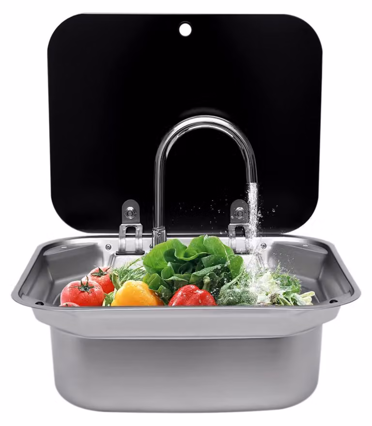 Lavello pieghevole in acciaio inossidabile per camper e veicoli ricreativi