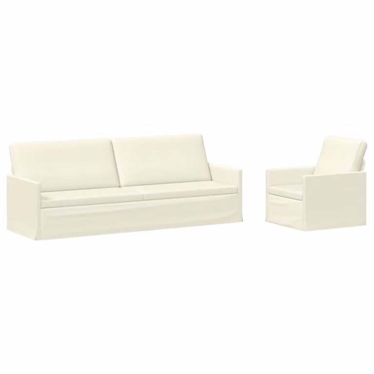 Set di 2 divani moderni vidaXL in tessuto cord beige e bianco per soggiorno