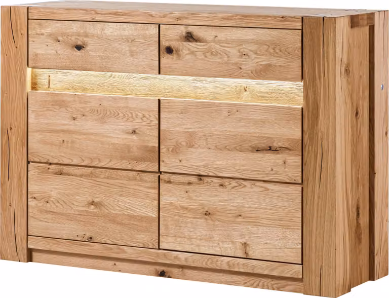 MASSIVMOEBEL24 | Credenza in legno di quercia selvatica 123x40x85 oliato beige KENT #230