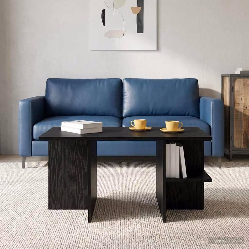 Maison Exclusive - Tavolino da caffè in legno impiallacciato di quercia nera, dimensioni 87 x 50 x 45 cm