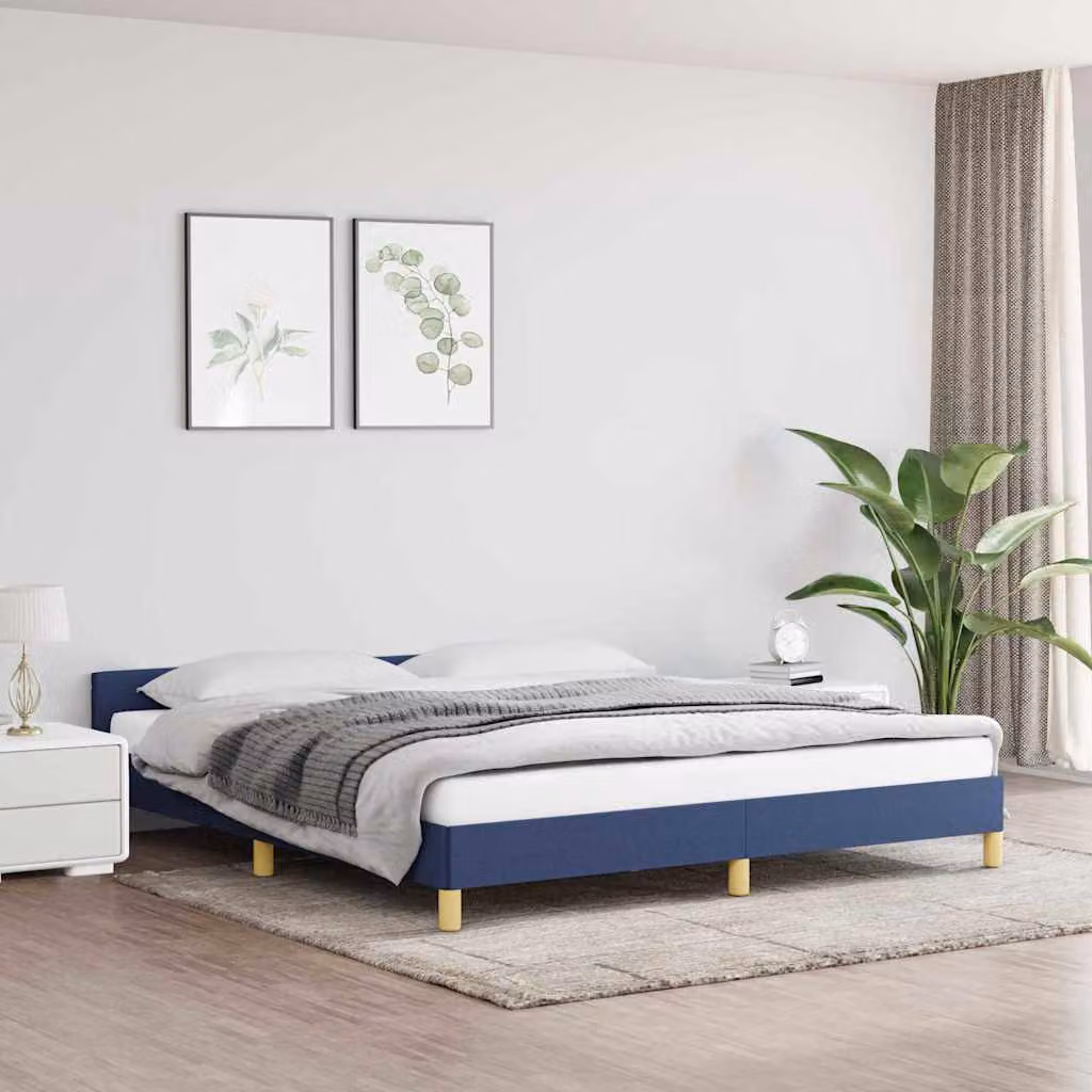 vidaXL Giroletto con Testiera in Tessuto Blu L/P: 180 x 200 cm