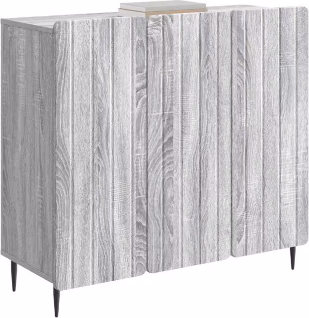 Credenza moderna in legno ingegnerizzato e metallo Grigio Sonoma L: 89 cm, P: 34,5 cm, H: 82 cm