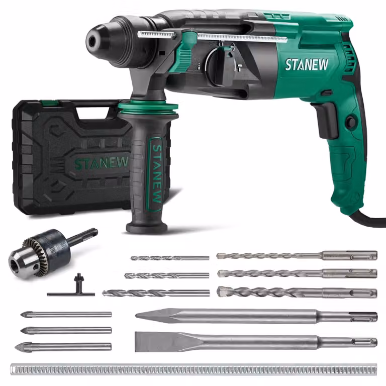 Martello perforatore SDS-Plus - 950 W - Frizione di sicurezza - 0-1150 giri/min - 5100 colpi/min - Foratura, martellamento e scalpellatura