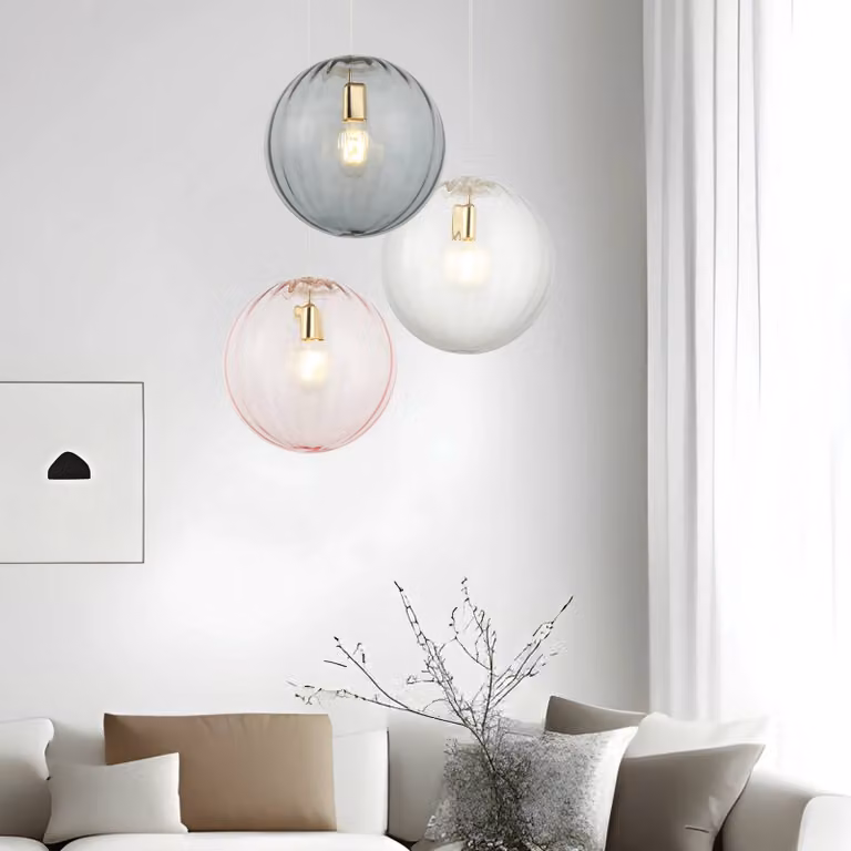 Viokef Lampada a sospensione in vetro Diana, dimmerabile, Alluminio / Grigio / Zincato, Soggiorno / Sala da pranzo, Vetro, Moderno, Lampada a sospensione