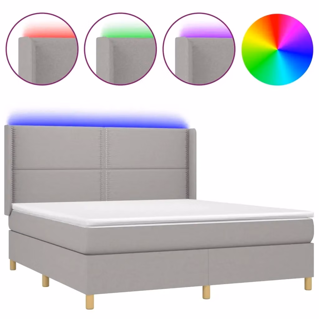 Letto Ibrido con Materasso e Illuminazione LED vidaXL Grigio Chiaro 180x200 cm in Tessuto – 2