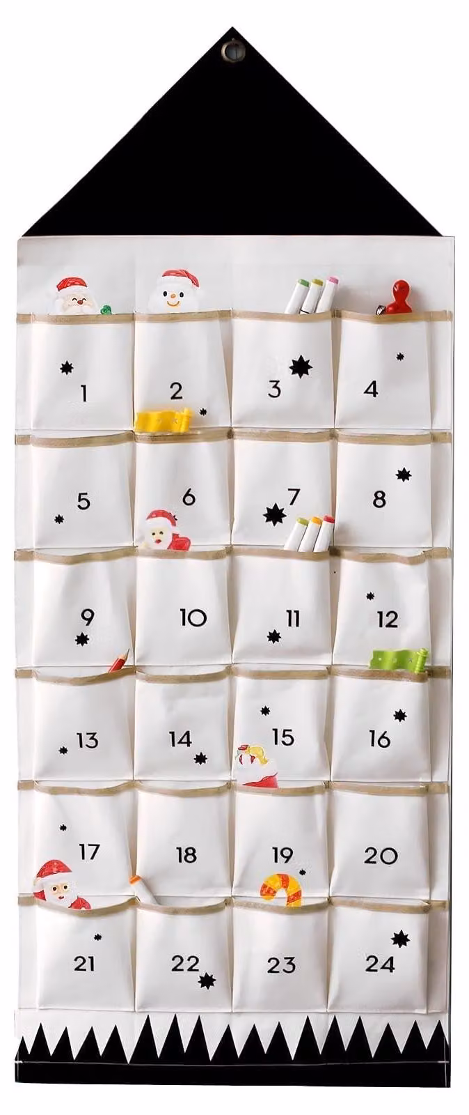 Omgoods - Calendario dell'Avvento riutilizzabile con 24 scomparti