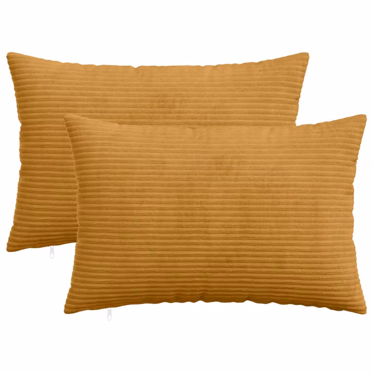 Set di 2 federe vidaXL HEERLEN in velluto a coste giallo, L 40 cm x P 60 cm
