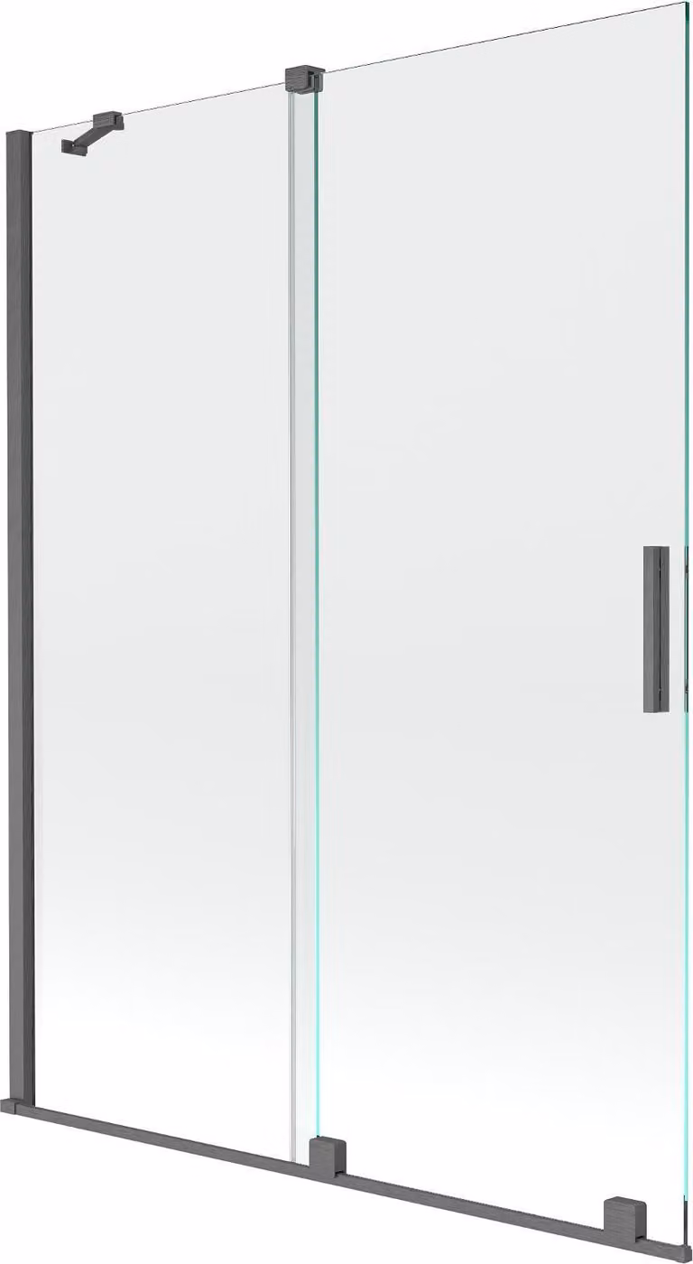 Mexen Velar paravento da bagno a 2 ante scorrevoli 130 x 150 cm, trasparente, grigio canna di fucile spazzolato