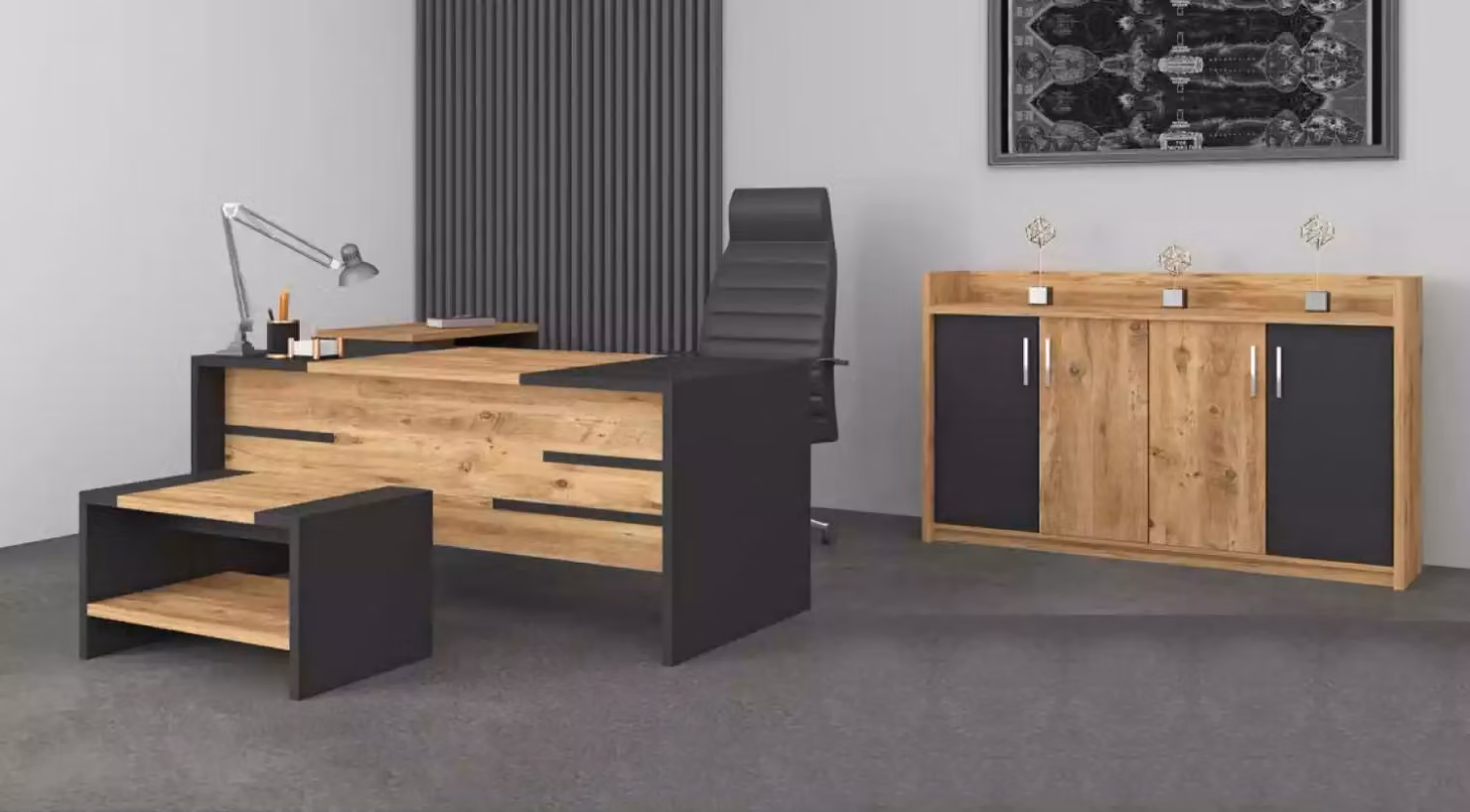 Büromöbel Set Büro Garnitur Schreibtisch Schrank Stil Modern 4tlg.