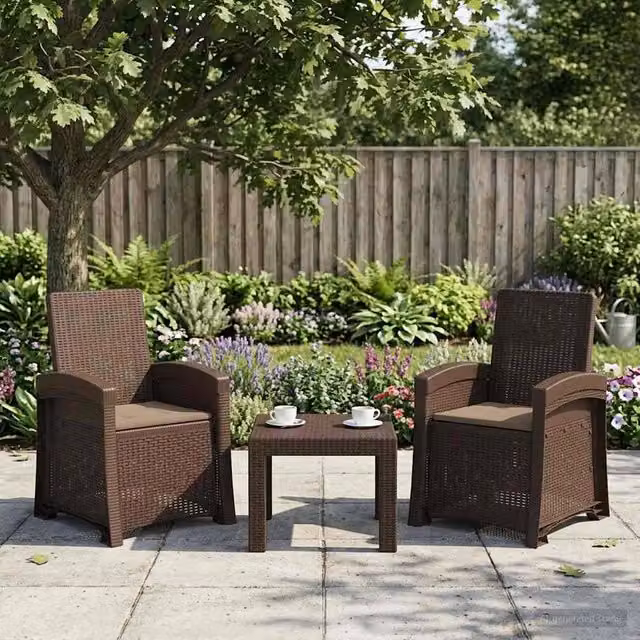 Sedia da giardino reclinabile effetto rattan 2 pz PP 8012022
