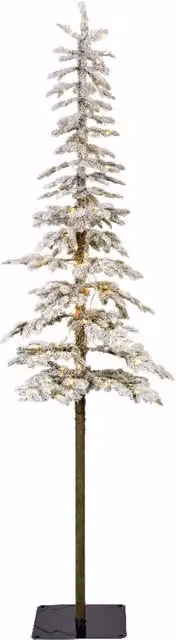 Albero di Natale innevato IPERBRIKO verde e bianco con luci LED bianco caldo H: 210 cm, L: 50 cm