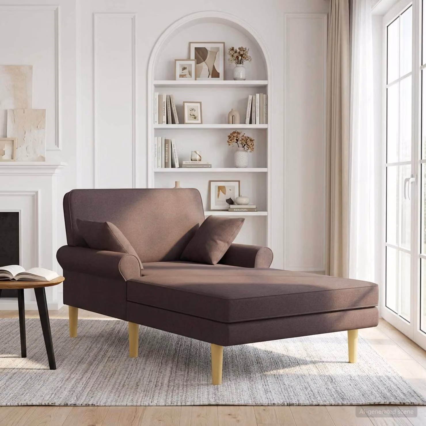 Chaise longue moderna vidaXL a forma di L, colore marrone, con rivestimento in tessuto e cuscini inclusi, L/P/H: 174 x 106 x 86 cm