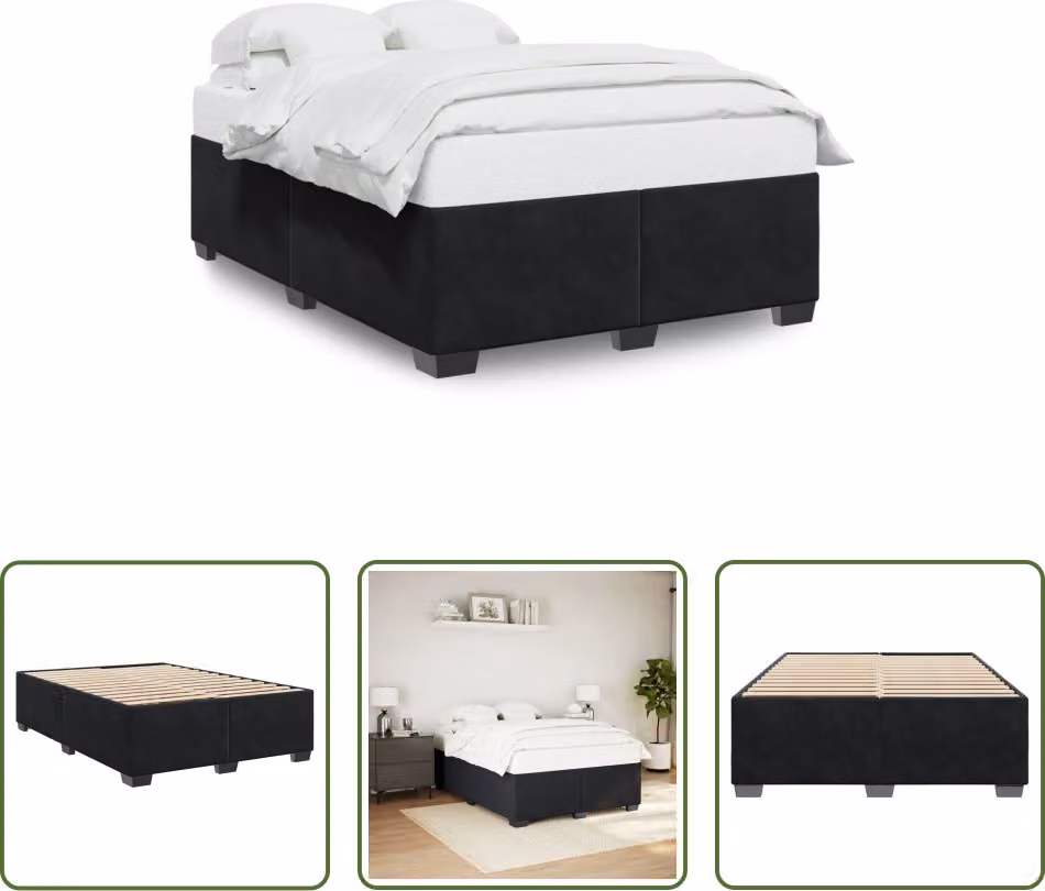 The Living Store struttura letto nera 140x200 cm in velluto