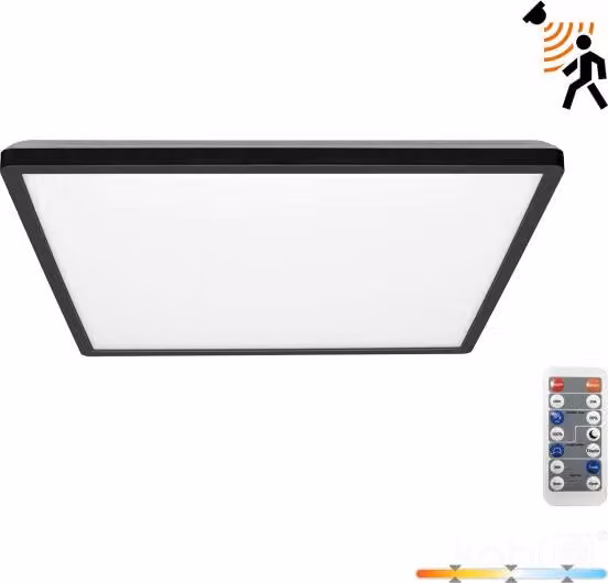Plafoniera LED NIVERA SQUARE 18W 3CCT 3000/4000/6000K LX con sensore di movimento e crepuscolare IP54 nero quadrato Kobi Premium