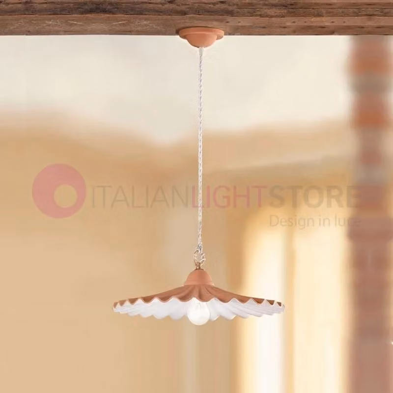 Lampadario a sospensione CORTONA di Ceramiche Borso in ceramica e ottone, stile rustico, disponibile in bianco, marrone o oro/ottone – 2