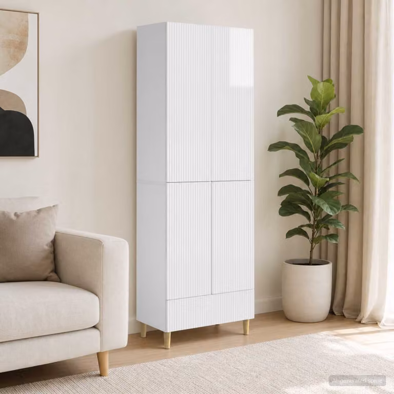 Set di 2 armadi a muro vidaXL moderni in bianco lucido con ripiani interni L/P/H: 95,0 x 34,5 x 66,0 cm