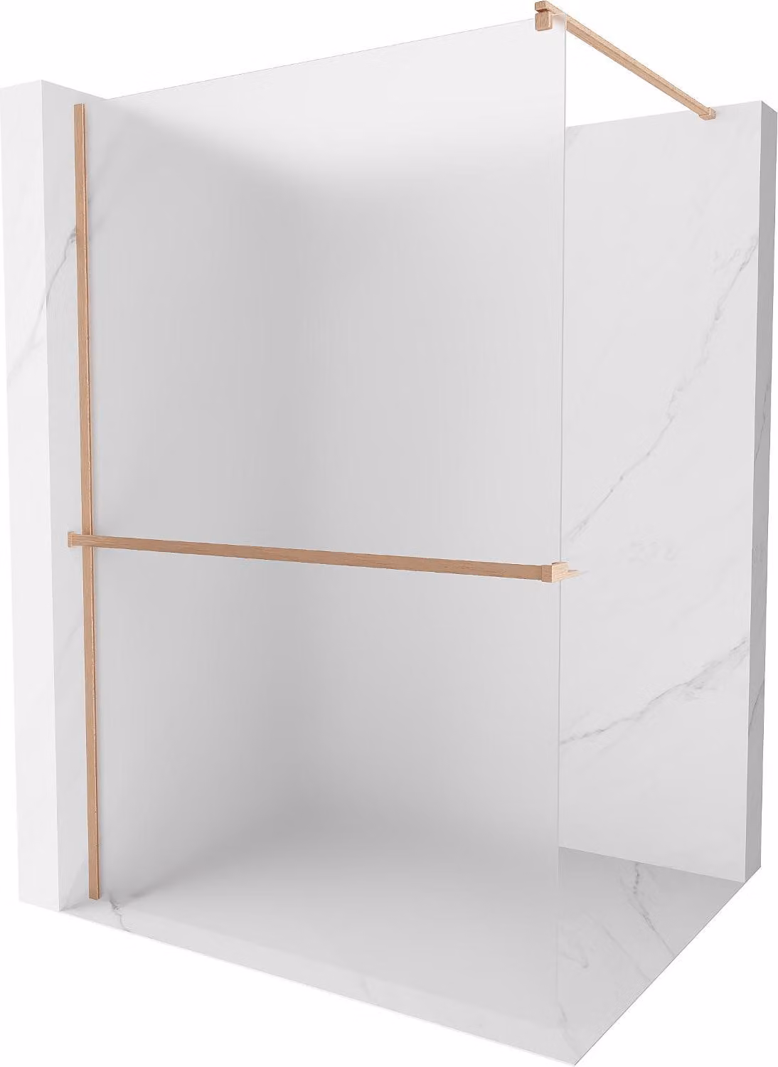 Mexen Kioto+ parete doccia con mensola walk-in 130 x 200 cm, sabbiato, rame spazzolato - 800-130-121-65-30
