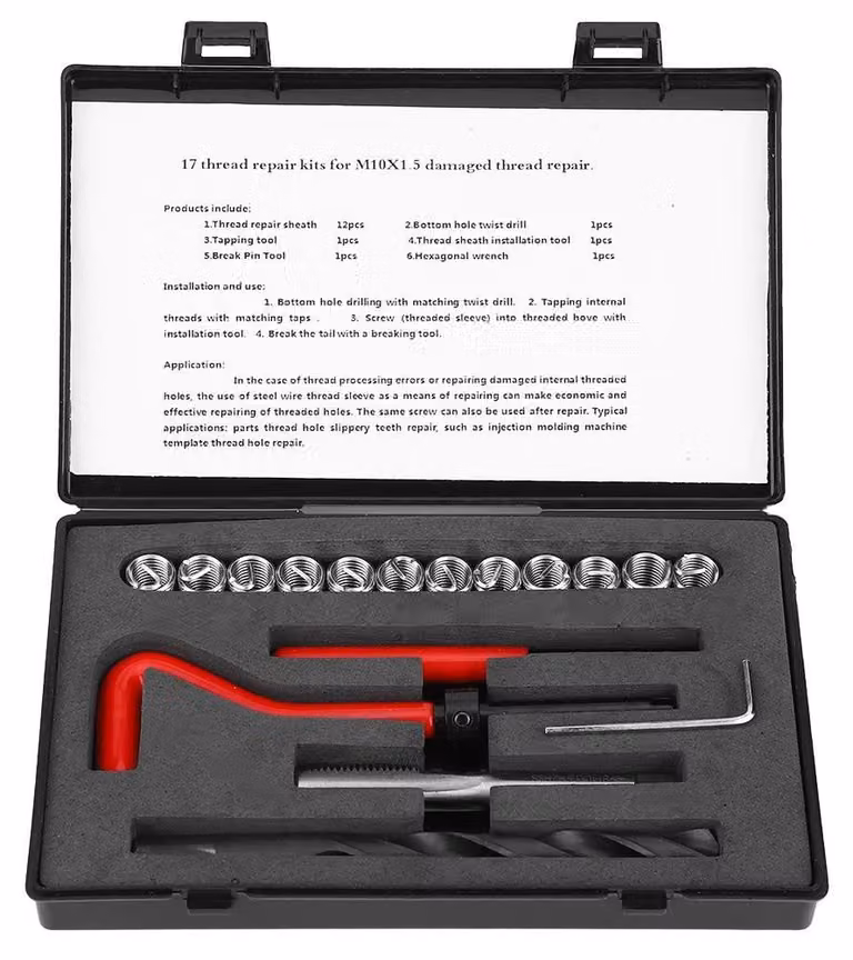 Kit di riparazione filetti da 17 pezzi per automobili